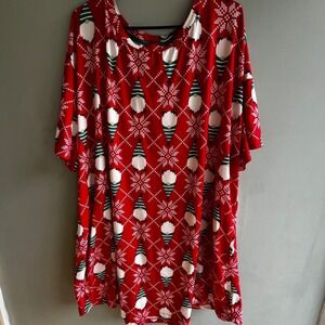 Festive Holiday Gnomes Red Pajama Dress Festive Holiday Pajamas Snowflake Santa